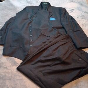 Lauren Ralph Lauren Suit 3 Piece Blazer Vest Pants Dark Grey Single Breasted